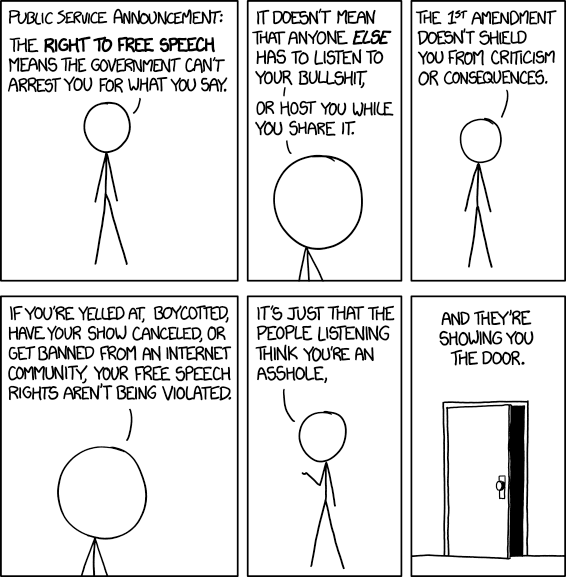 An infamous xkcd comic talking about free speech