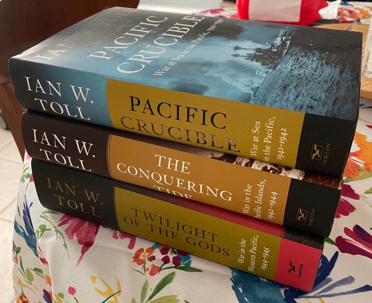 The three massive books in Ian W. Toll's Pacific War Trilogy