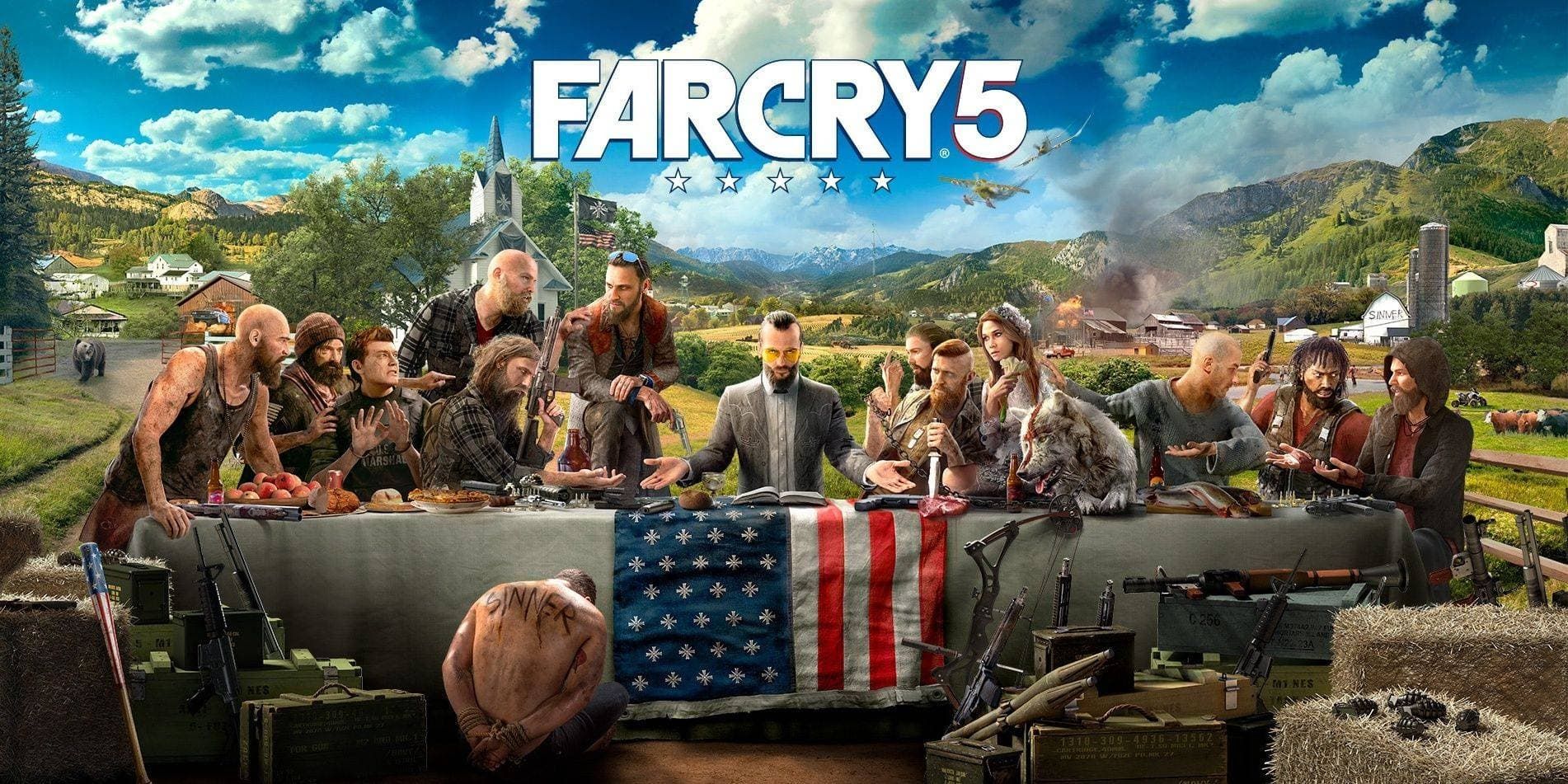 A wide shot of the cover of Far Cry 5