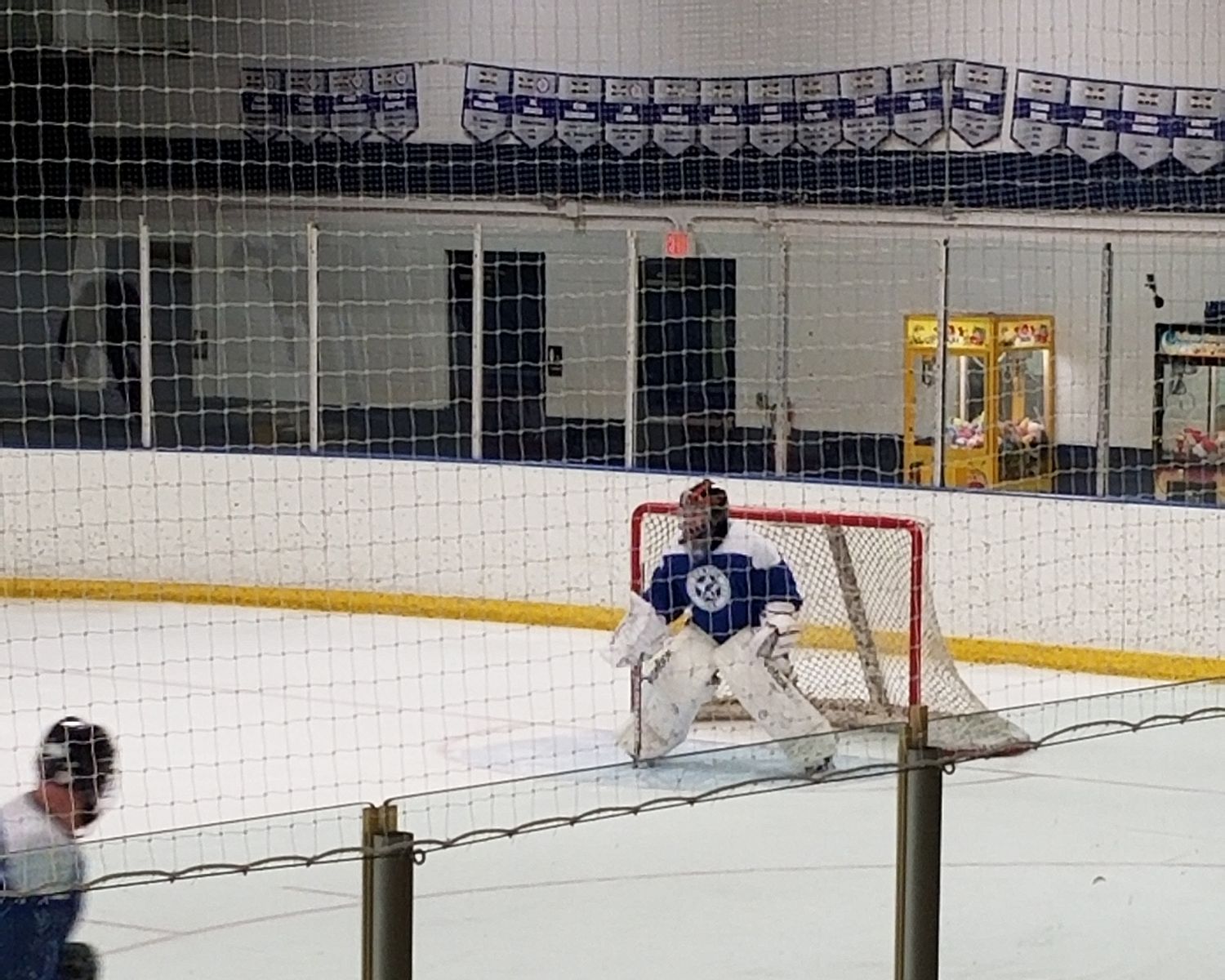 Me tending the net as a hockey goalie